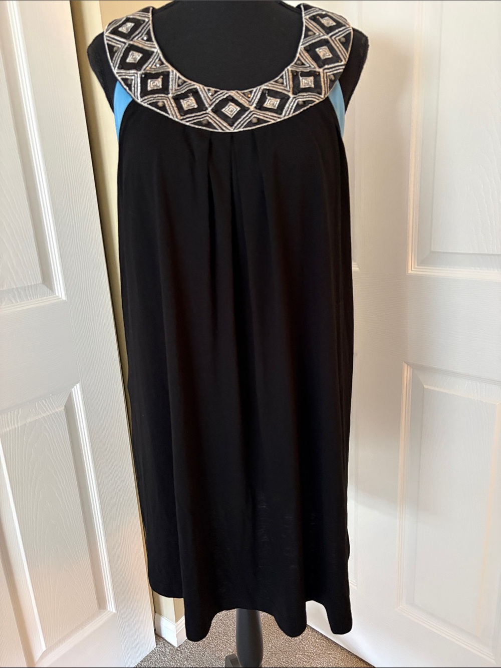 Dotti Black Swim Coverup with Patterned Neckline in Front